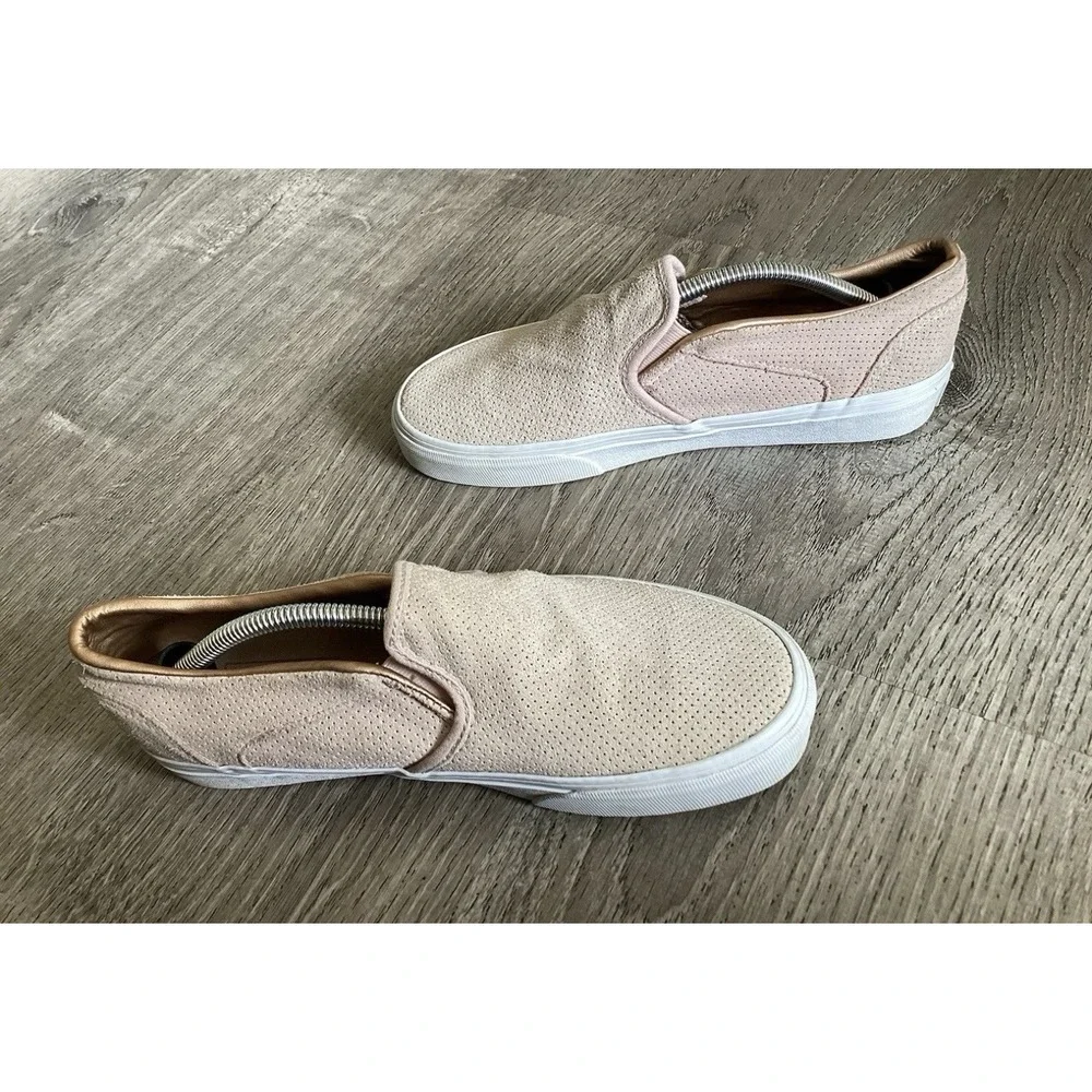 Vans Womens Size 8 Classic Slip On Suede Rose Gold Sneakers Blush Pink Shoes